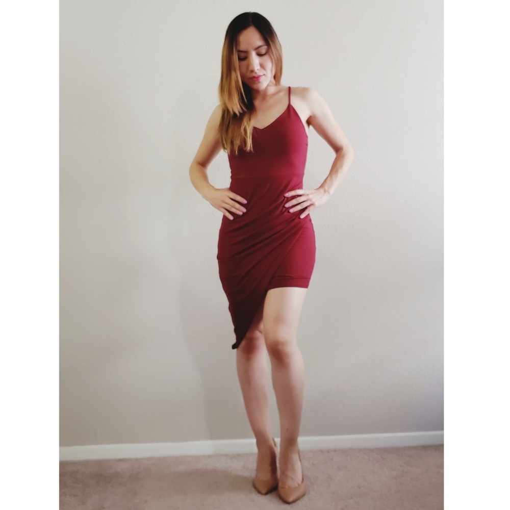 Red mini asymmetrical dress